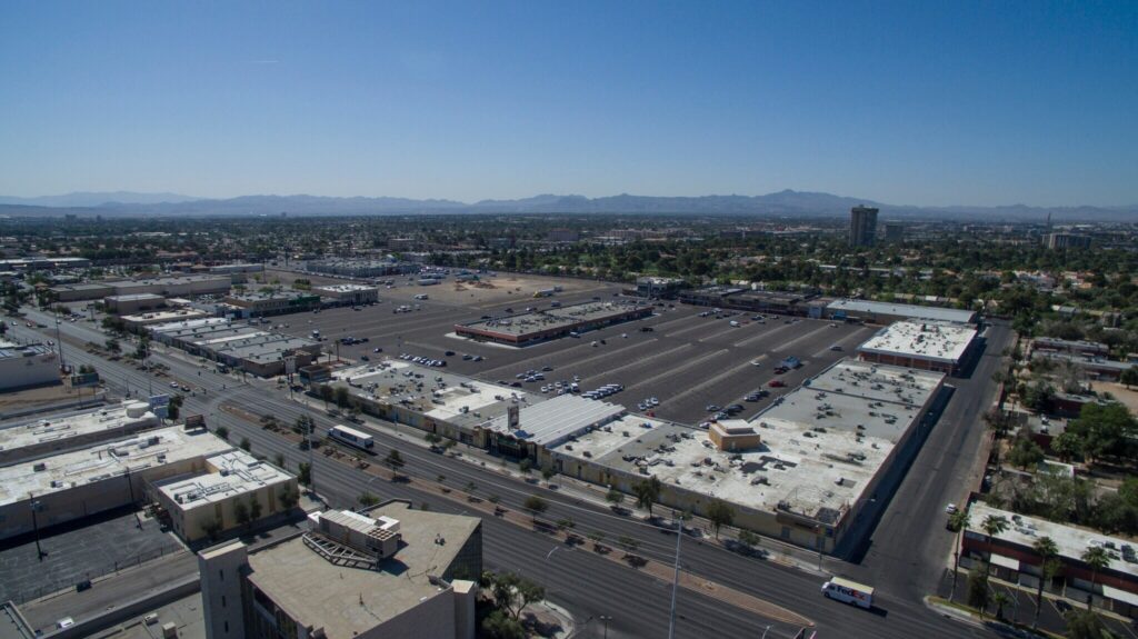 Aerial View 2023 Commercial Center 953 East Sahara, Las Vegas Nevada